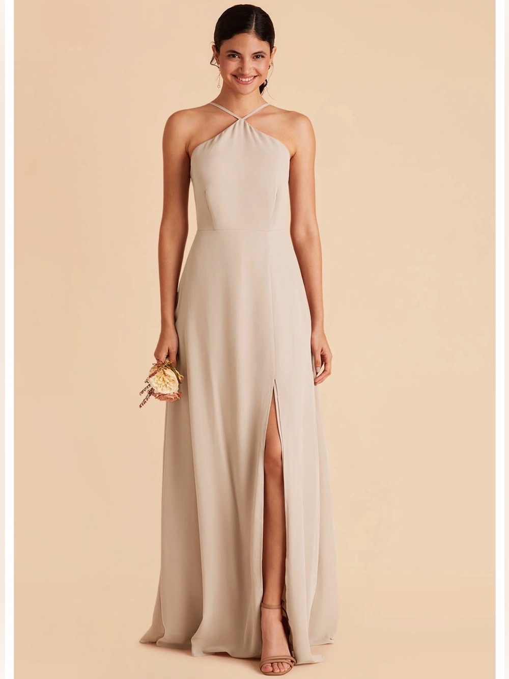 Birdy Grey Champagne Halter Maxi Dress